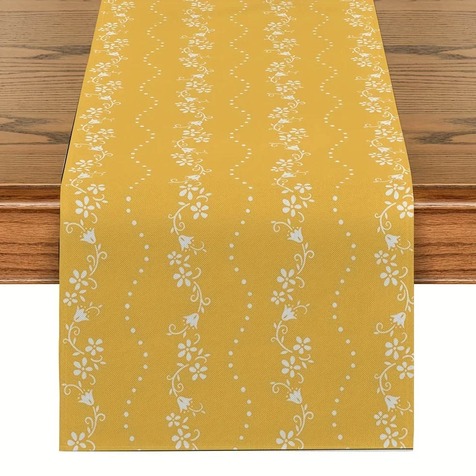 1 Stück Vintage Blumen-Tischläufer 2D Einzeldruck Schick Leichtgewichtig Wiederverwendbar Tischdekoration für Zuhause Esszimmer Küche Gemütliche Raumgestaltung