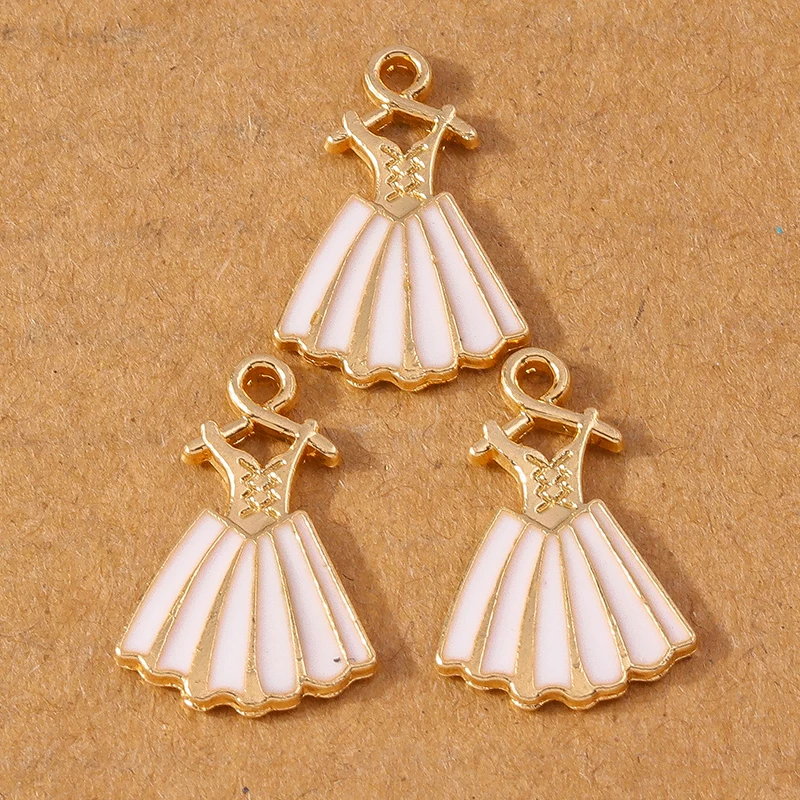 10pcs Pretty Enamel Princess Dress Charms Pendants for Jewelry Making Necklace Earrings Bracelet DIY Accessories Supplies
