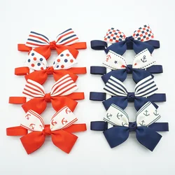 Navy Style Pet Bow Ties Dots Anchor Striped Pattern Cat Puppy Ribbon Bowtie 8 Colors Dog Neck Collar Pet Grooming Accessories