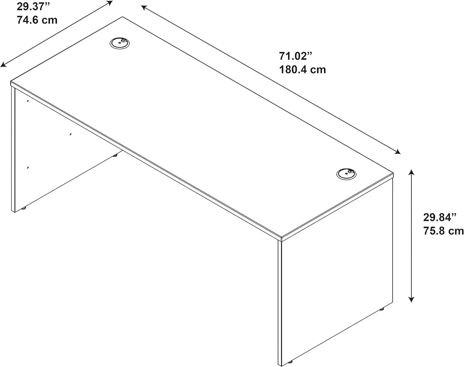 Grande mesa de computador para casa e local de trabalho profissional, Série C Office Desk, 72W x 30D, Mocha Cherry