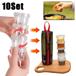 Portable Travel Camping Spice Kit Spice Container Bag with 5 Clear Seasoning Bottles Travel Spice Holder Condiment Container Set