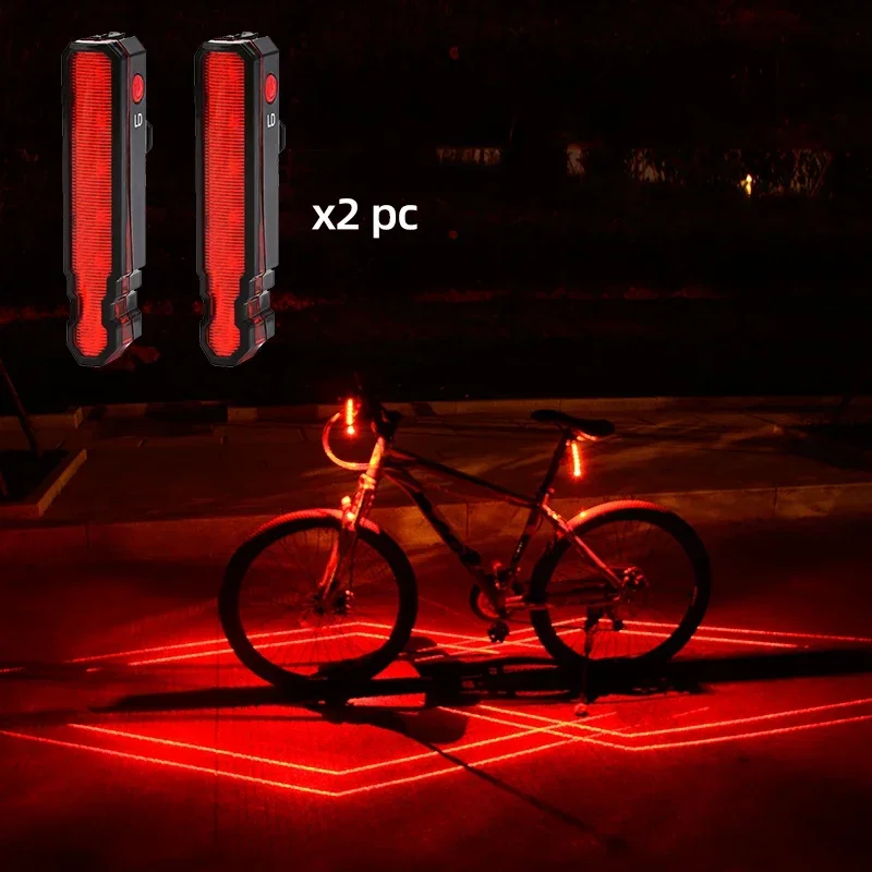 Folding Laser Bike Light Front Rear Safety Warning Bicycle Light USB Rechargeable Bike Tail Rear Light Waterproof Cycling Lamp