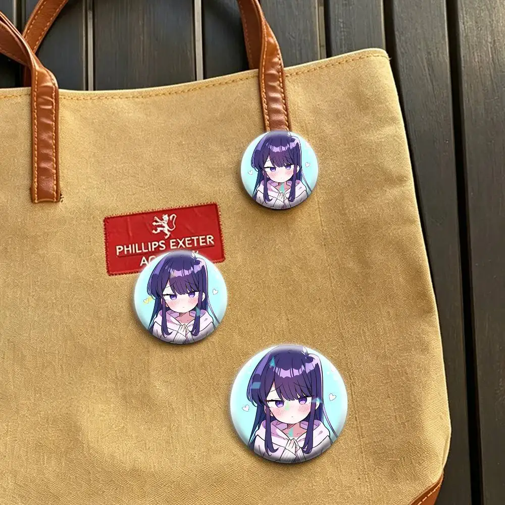 Komi Can't Communicate  32/44/58mm Handmade Pins Round Brooch Badge Backpacks Clothes Jewelry Gifts