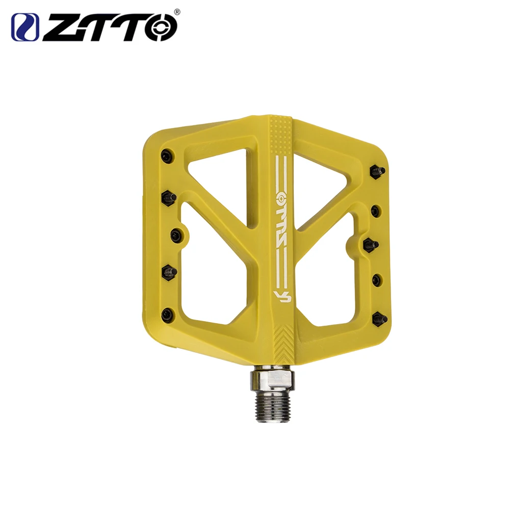 ZTTO 1 Pair Nylon Bicycle Pedal Anti-slip Solid Color Mountain Bike Pedals Cycle Part Accessories Supplies Yellow