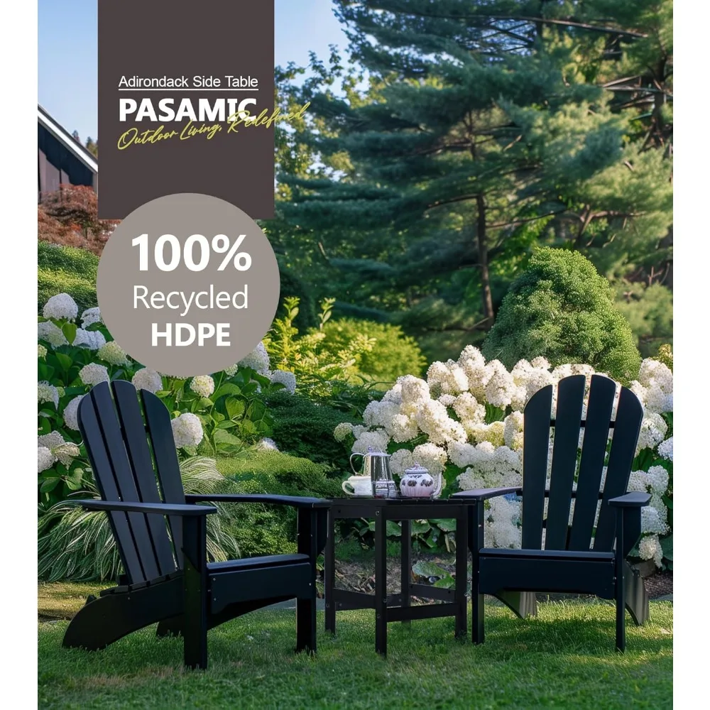 Weather-Resistant HDPE Outdoor Side Table for Patio, Backyard, Pool - Easy Maintenance in Black