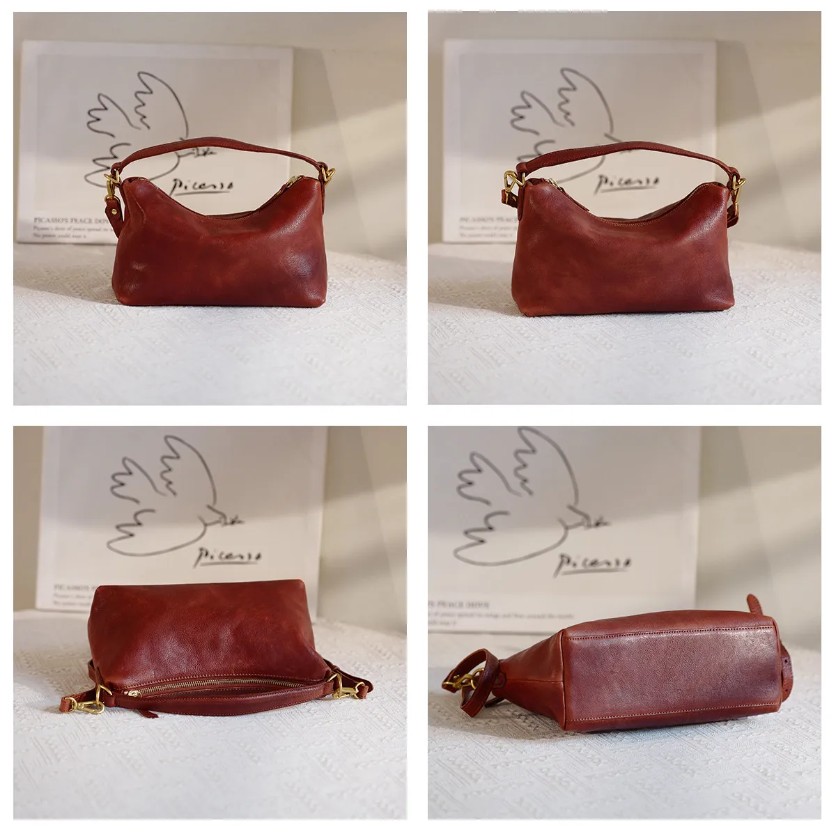 PNDME Wochenend- und Alltags-Partyhandtasche, handgefertigt, aus pflanzlich gegerbtem Rindsleder, Damenhandtasche, modisch, lässig, luxuriös, aus echtem Leder, Umhängetasche. – Detail 16
