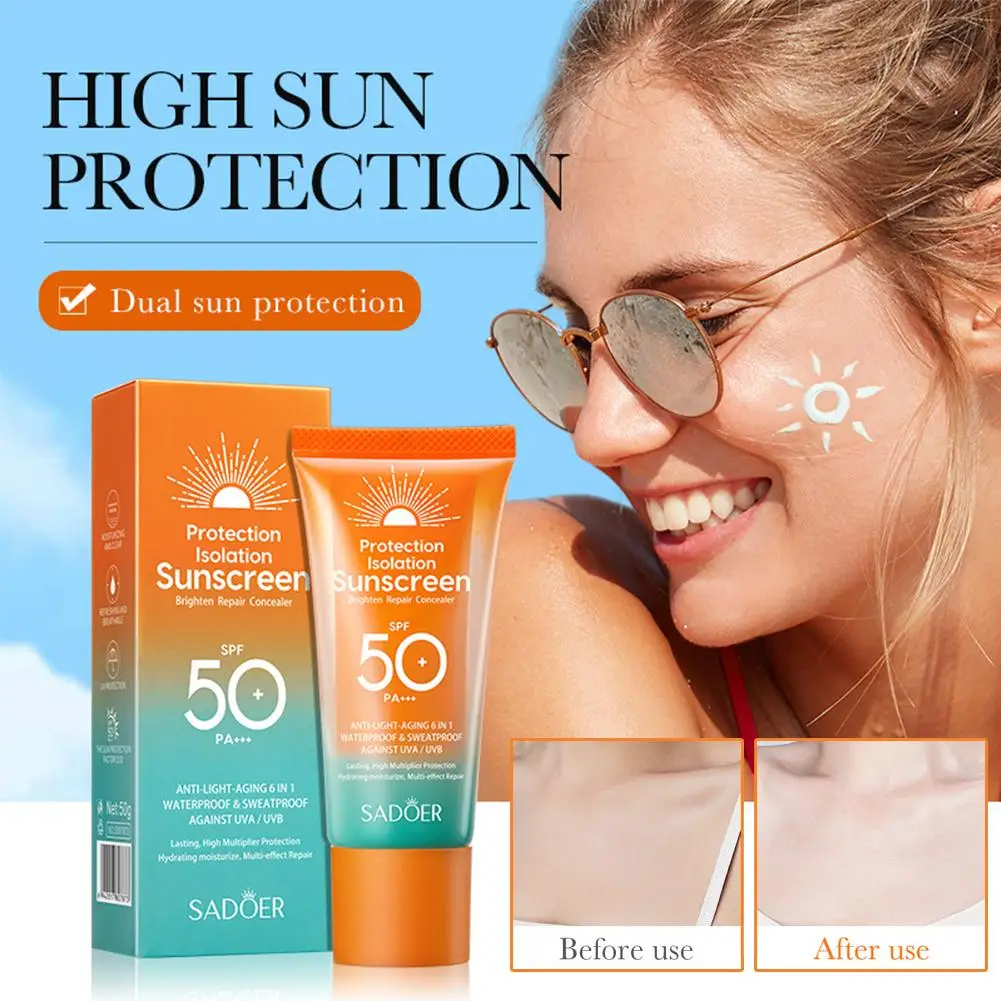 Water-based Hydrating Sunscreen SPF 50 Anti-shine Isolation Sunscreen Lotion for Face & Body UV Protection Facial Moisturizer