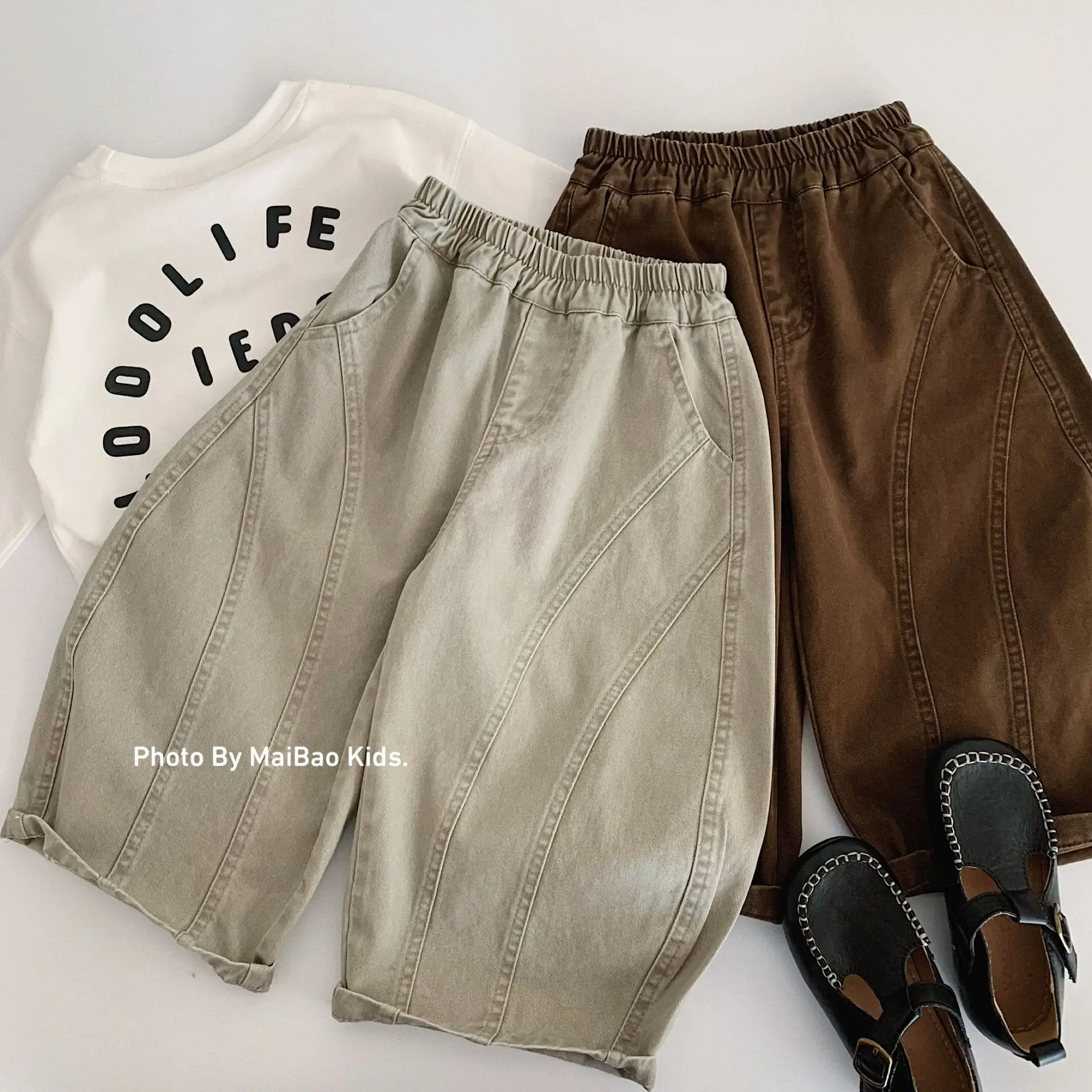 Children Clothes Boys Casual Pants 2026 Spring Autumn New Style Solid Color Loose Fashionable Kids Simple Loose Pants