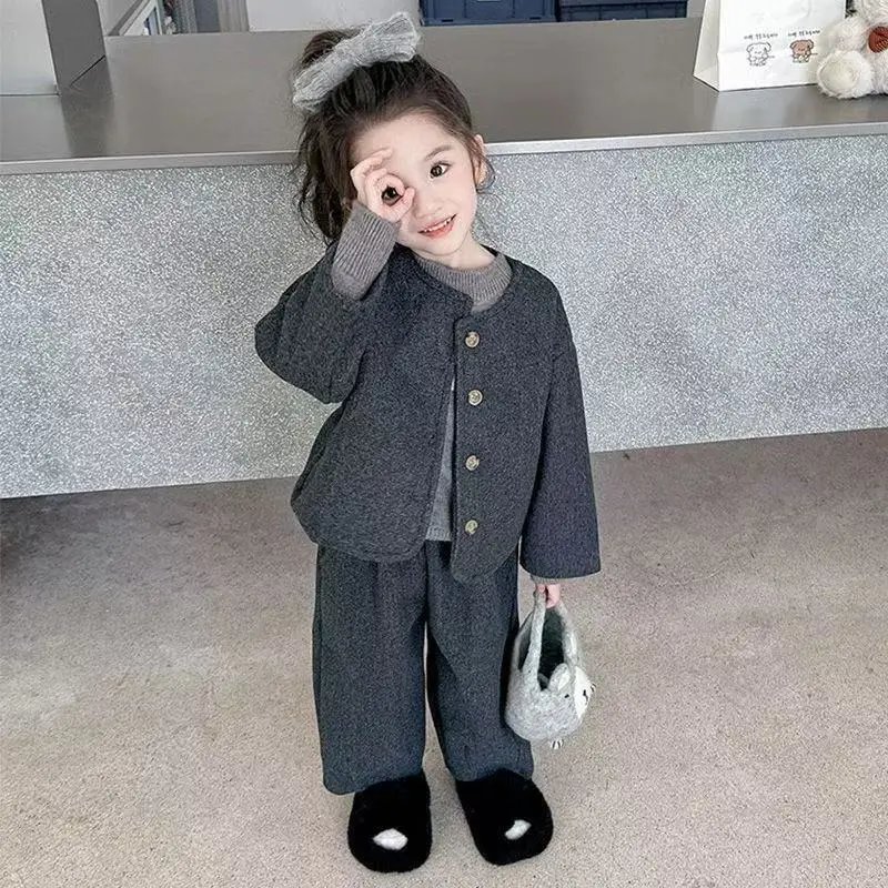 

Winter New Children Fleece Jacket 2pcs Set Long Sleeve Toddler Outfits Baby Warm Sports Pants Suit Boys Girls Clothes Set 2-7Y