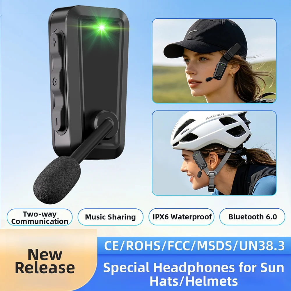 230mAh Helmet Intercom Wireless Bluetooth Earphones Music Sharing Outdoor Headset for Cycling Mountain Bike Ski Climbing Riders