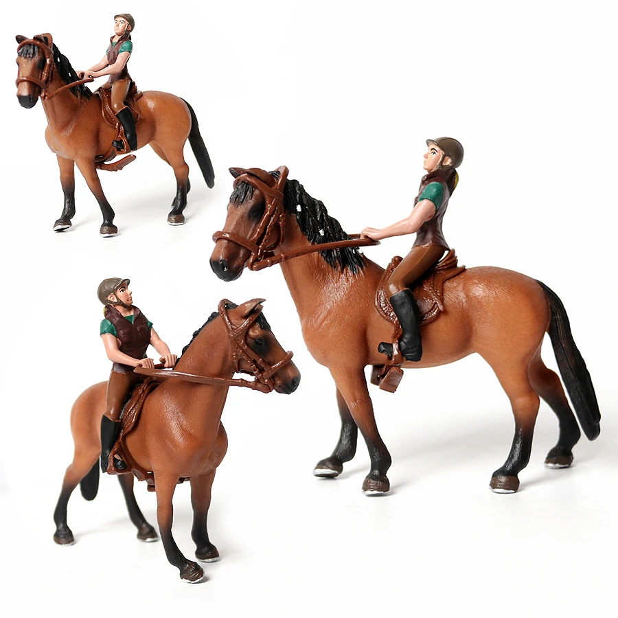 ม้า Playset ตุ๊กตาสัตว์ขี่ม้า Rider Action Figure ฟาร์มพลาสติกสัตว์ของเล่นม้านวนิยายของเล่นเด็กสําหรับของขวัญเด็ก