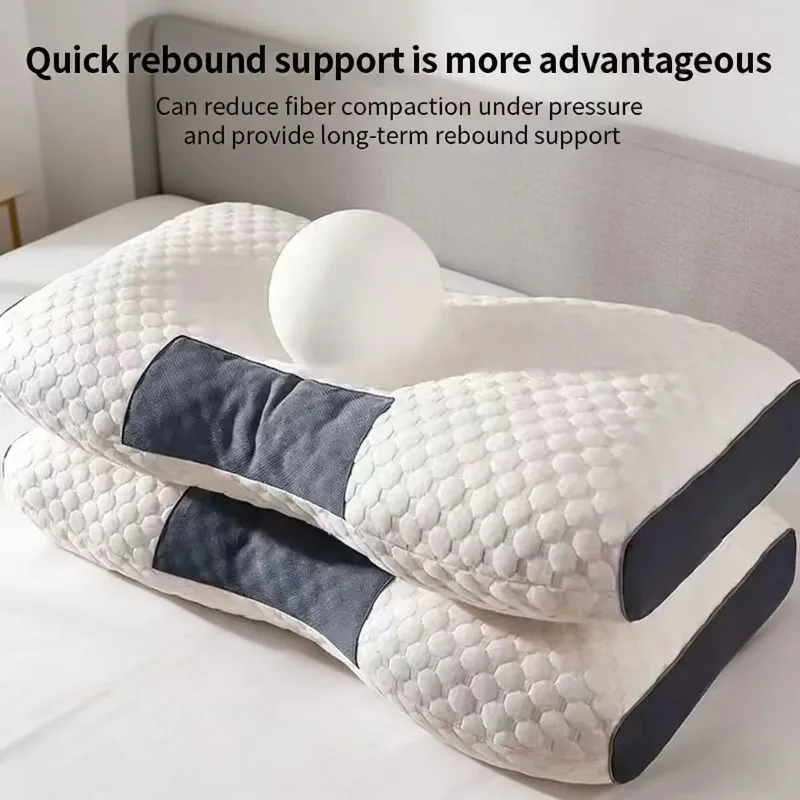 Cervical Traction Neck Pillow | Knitted Cotton Skin-friendly Fabric | Dormitory Household Adult Sleeping Pillow Core