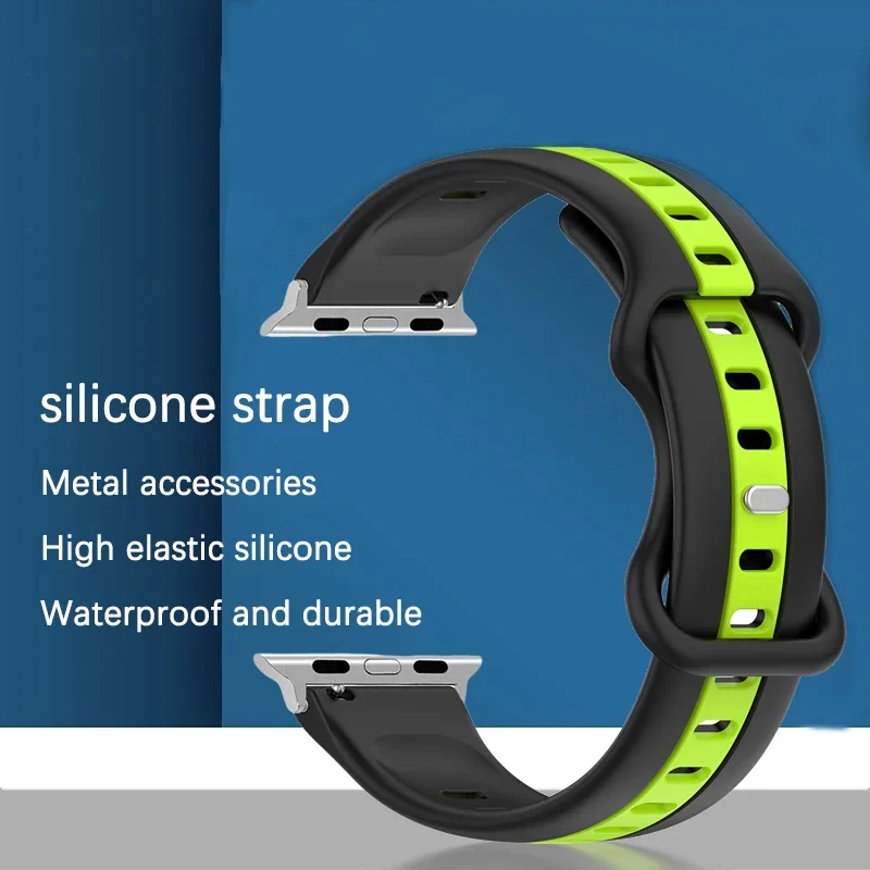 Bracelet de Sport en Silicone pour Apple Watch, 45mm 41mm 49mm 44mm, série iWatch Ultra 8 7 6 5 4 SE 3, bande de caoutchouc pour l'extérieur