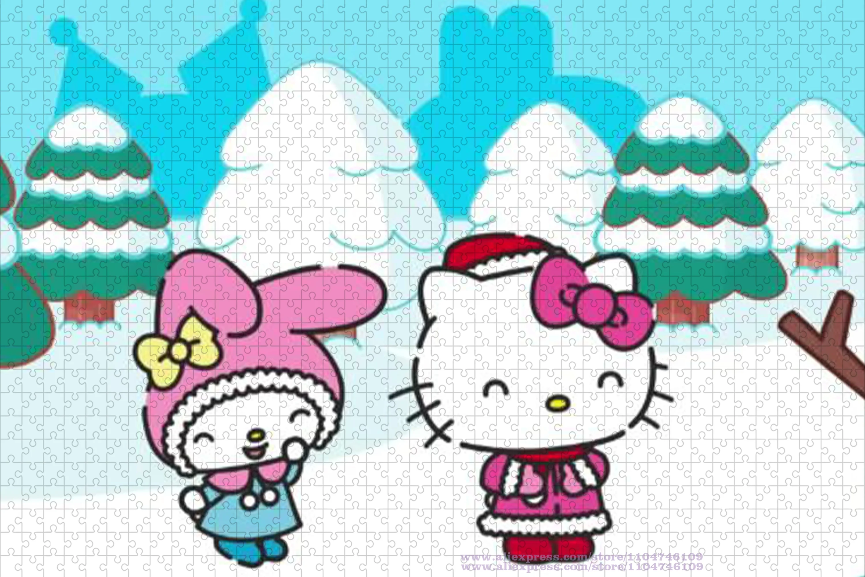 Sanrio 마이 멜로디 & 헬로 키티 퍼즐 퍼즐 108/200/300/500/1000/1500Pcs 지능 퍼즐 선물 상자가있는 독특한 퍼즐