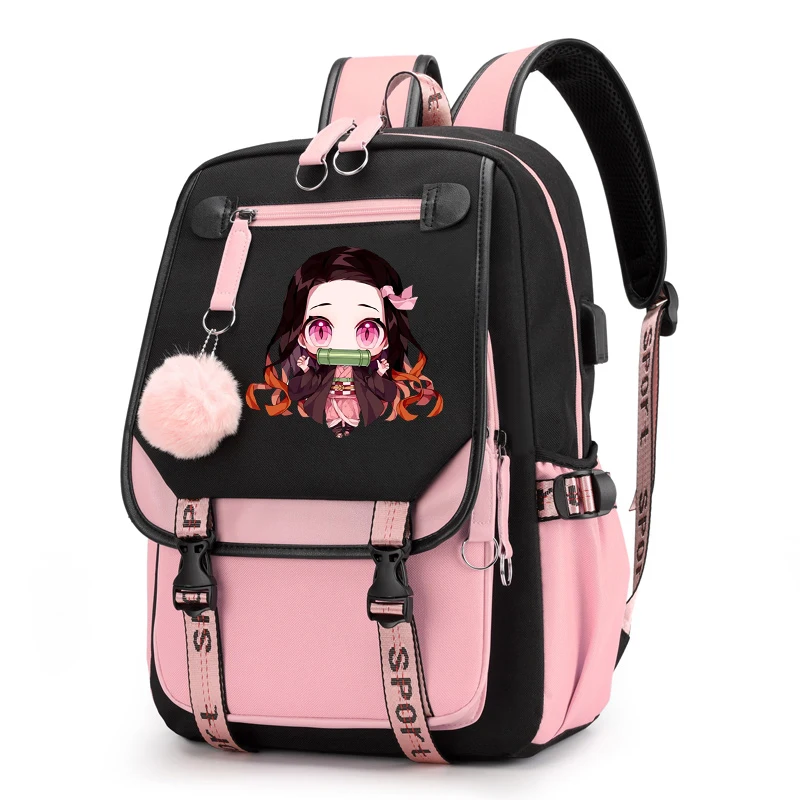 Anime Backpack Demon Slayer Nezuko School Bag Students Rucksack Kimetsu no Yaiba Backpack Teenager Canvas Laptop Back Pack