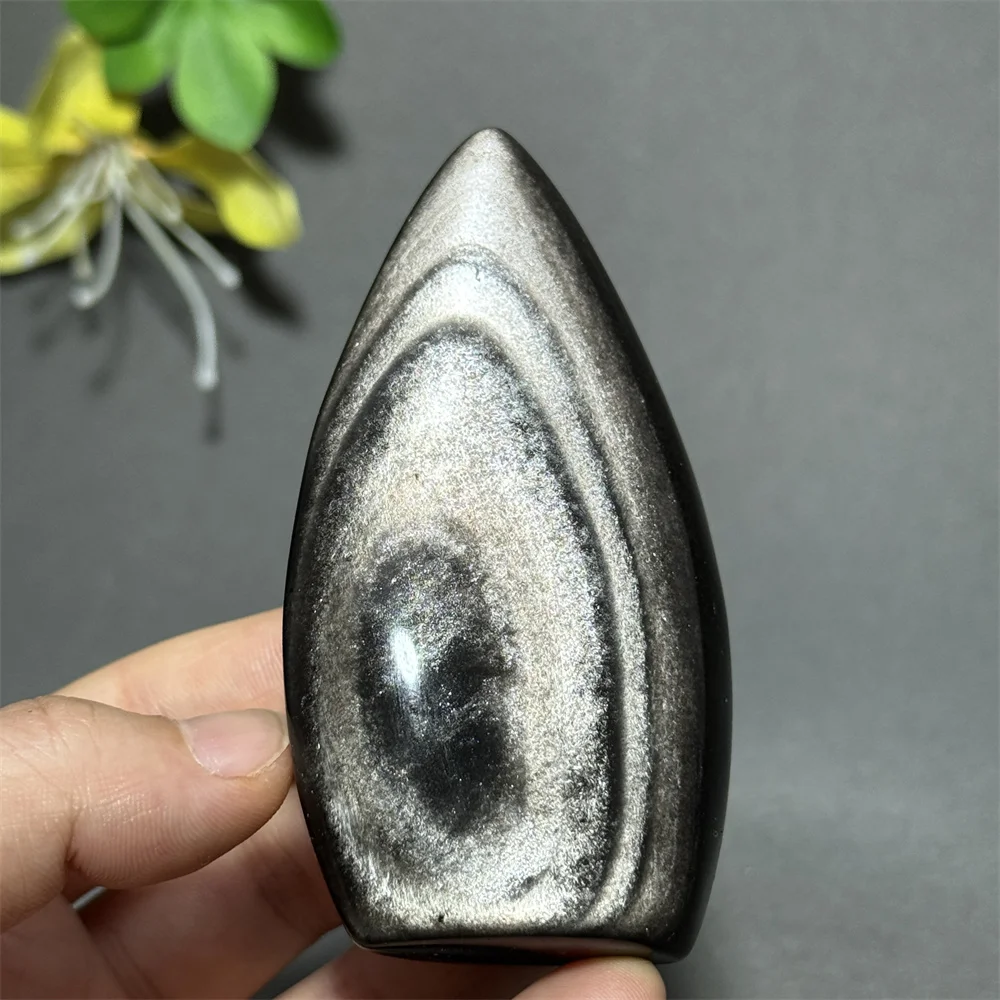 Torche en obsidienne argentée naturelle, forme libre, Quartz minéral, guérison, méditation, sorcellerie, autel, énergie, décoration de la maison, cadeau porte-bonheur