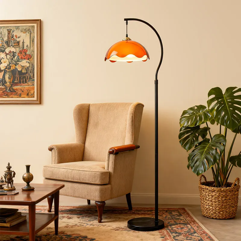 Lámpara de Pie Moderna para Sala de Estar, Lámpara de Pie Industrial con Pantalla Acrílica de Doble Capa, Lámpara de Lectura con Luz Reflectante