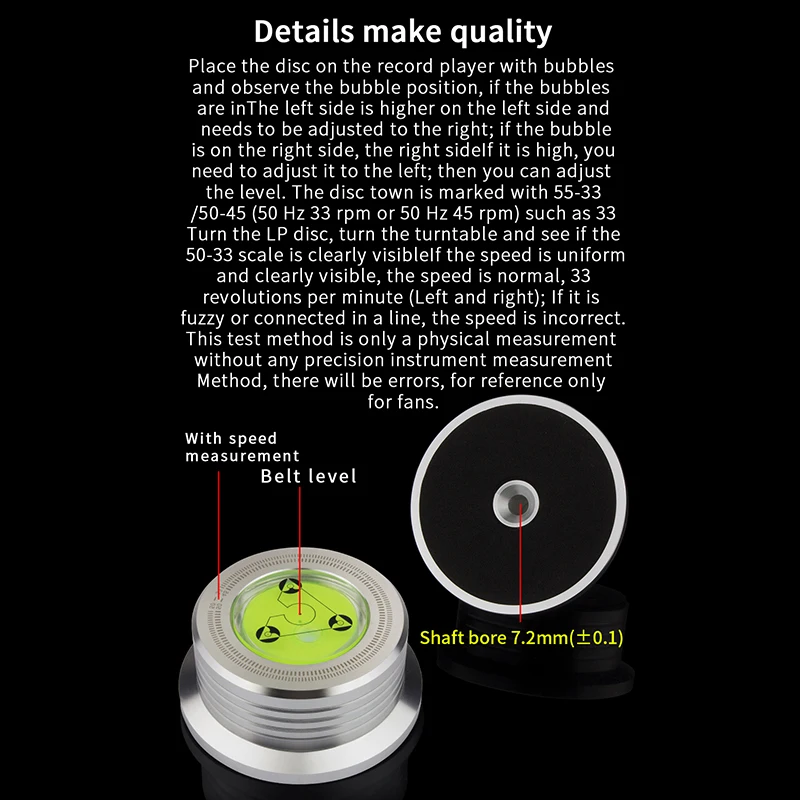 Universal 50Hz LP Vinyl Record Player Disc Turntable Stabilizer With Level Aluminum Alloy Weight ClampMusic Player