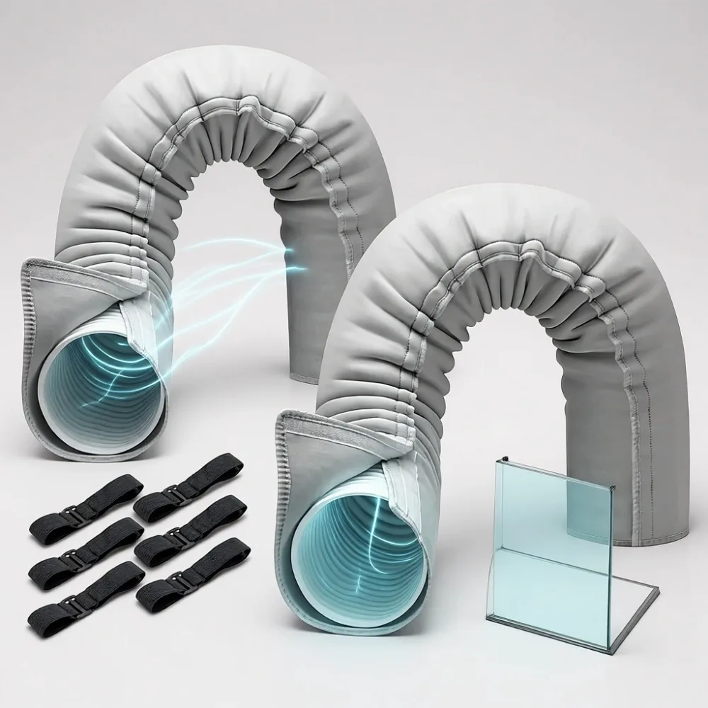 2 Pack Insulated AC Hose Cover with Adjustable Straps for 5 and 5.9 Inch Exhaust Vents