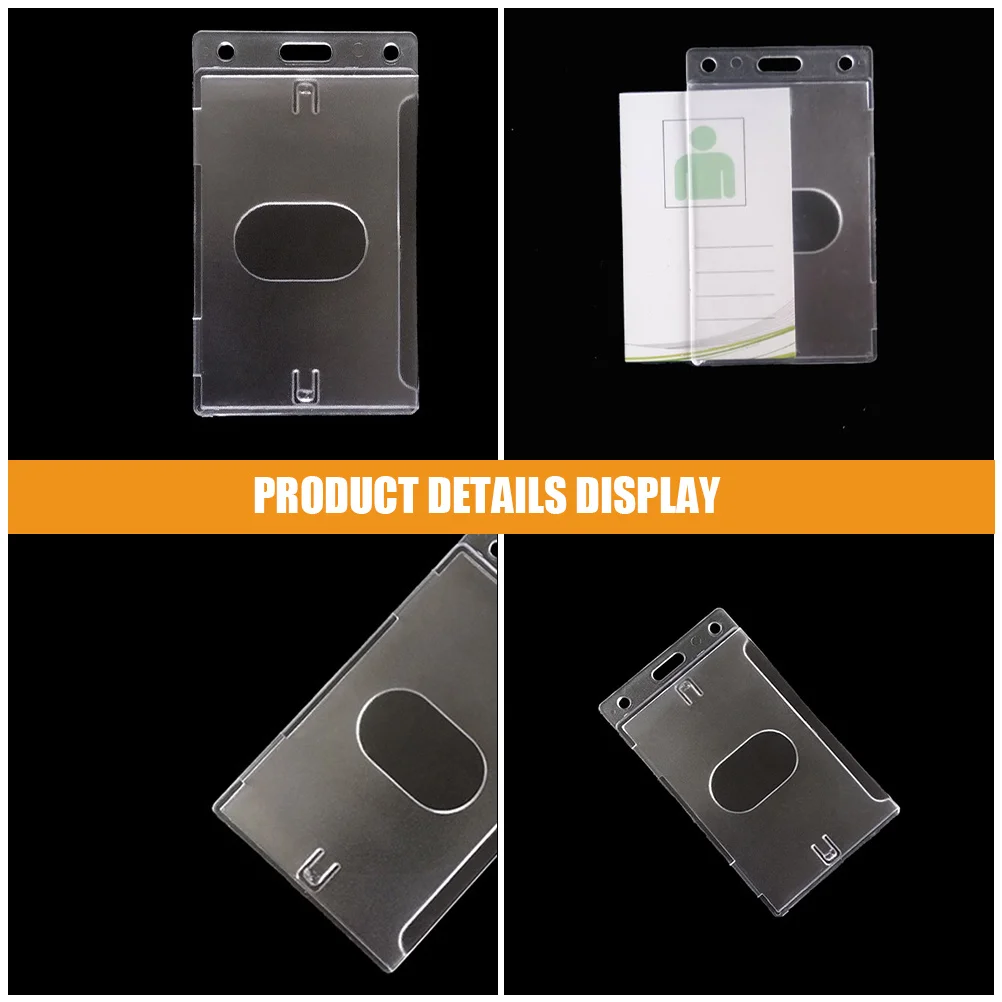 

5pcs Hard Id Card Holders Badge with Easy Access Plastic Protectors Thumb Slots Sleeves