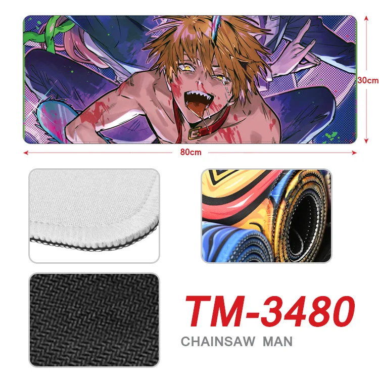 

Chainsaw Man Animation Peripheral Full-color Printing Mouse Pad Cartoon Car Side Non-slip Table Mat Oversized Mouse Pad