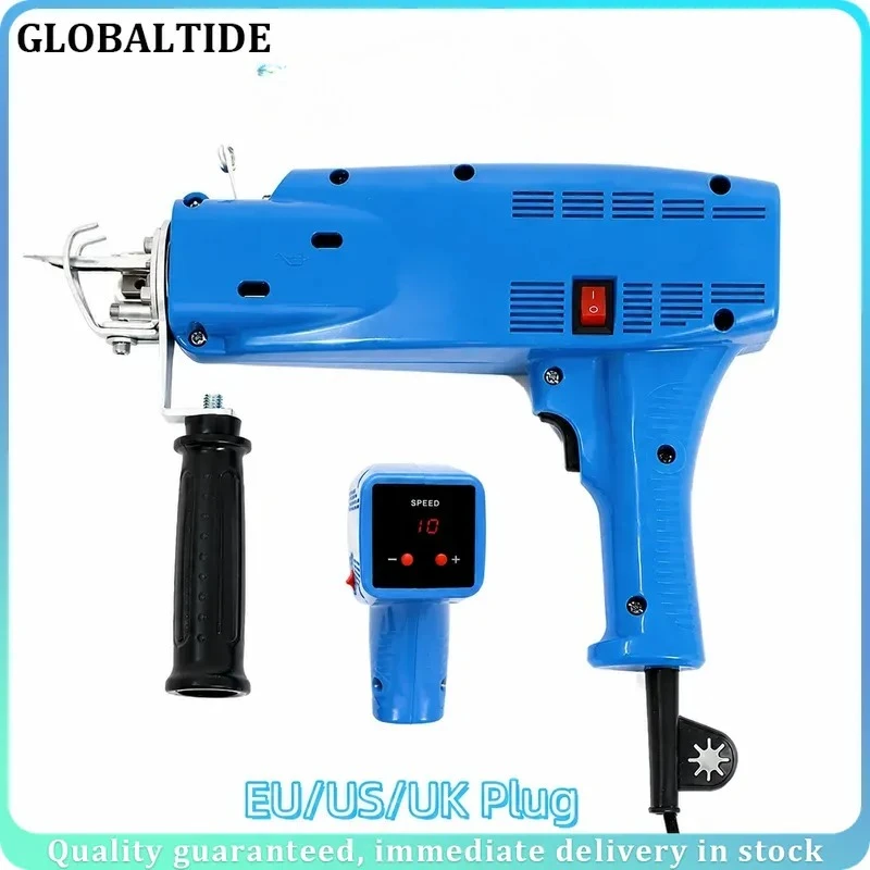 2 in 1 Tufting Gun Cut Loop Pile Electric Carpet Weaving Machine Blue Digital Display Built-in Gear DIY Rug Flocking Tool