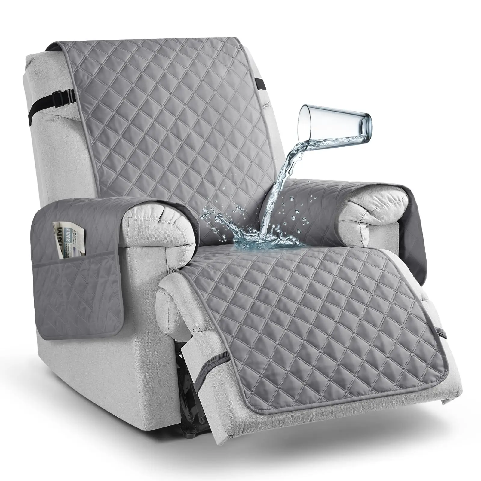 Non-Slip Recliner Chair Cover Waterproof Sofa Slipcover with Elastic Straps Washable Furniture Protector for Kids/Dogs/Pet