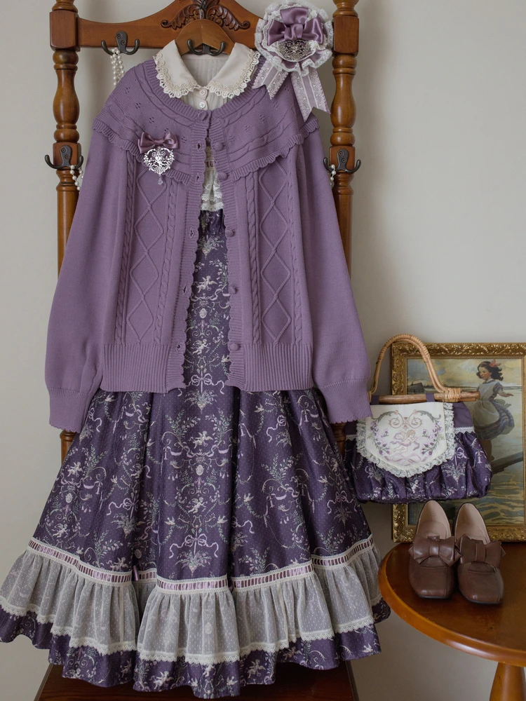 الأصلي لوليتا لينة الفتيات الرجعية سترة متماسكة ربيع الخريف جديد المرأة سليم صالح أنيقة عادية Y2K محبوك كم طويل بلايز