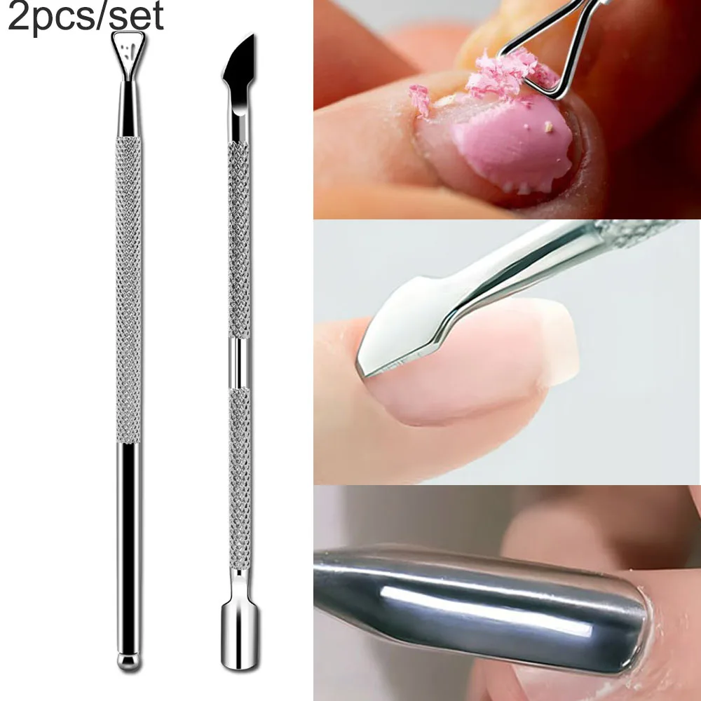 

2pc/Box Stainless Steel Nail Art Curticle Remover Double End Nail Gel Polish Peeler Scraper Stick Manicure Pre-treatment Pusher