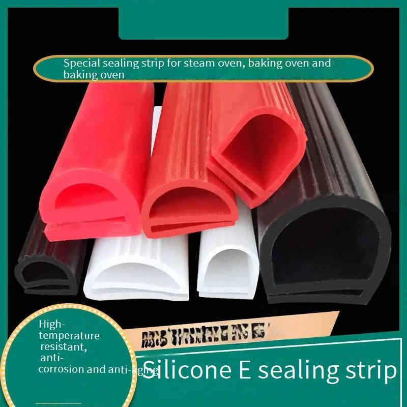 High temperature resistant silicone seal E Type Strip Red White E Shape Silicone Stirp Door Oven Door sealing Oven Steaming
