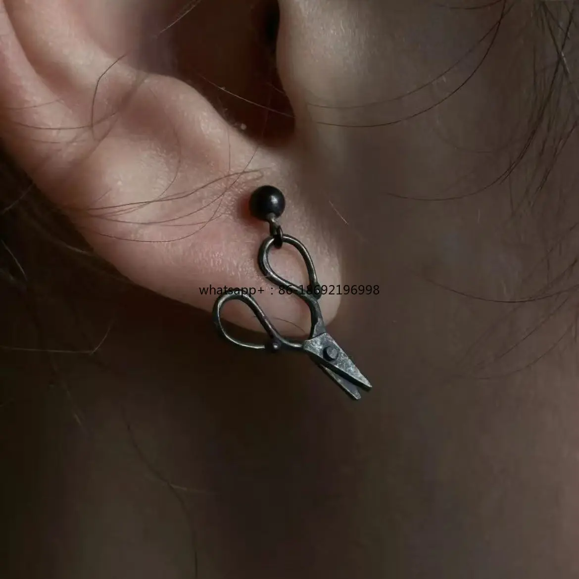 S925 Silver Needle Scissors Stud Earrings Women's Niche Personality Adjustable Design Exquisite High-end Earrings