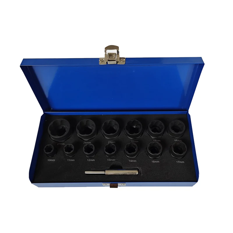 

14Pcs Impact Damaged Bolt Nut Screw Remover Extractor Socket Tool Kit Removal Set Bolt Nut Screw Removal Socket Wrench