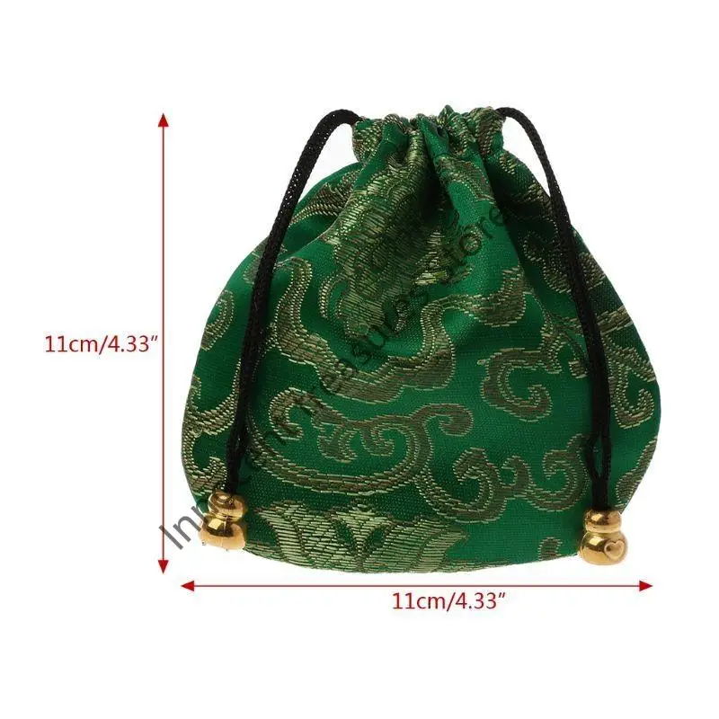 3XUA Bolsa joias brocado seda com cordão para presentes Bolsa moedas Bolsa doces bordada