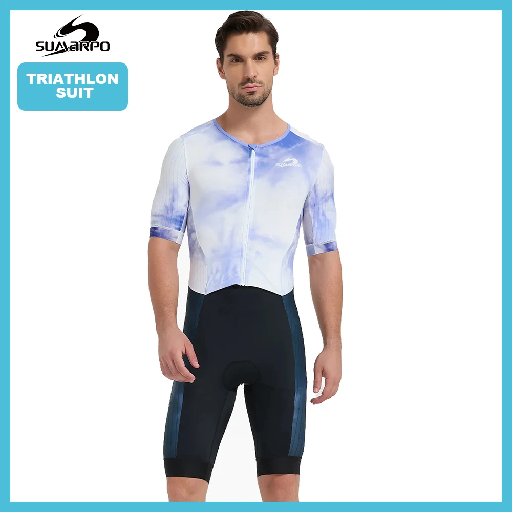 Triathlon Suit for Cycling, Short Sleeve Lightweight Tri Suit Swim Bike Run
