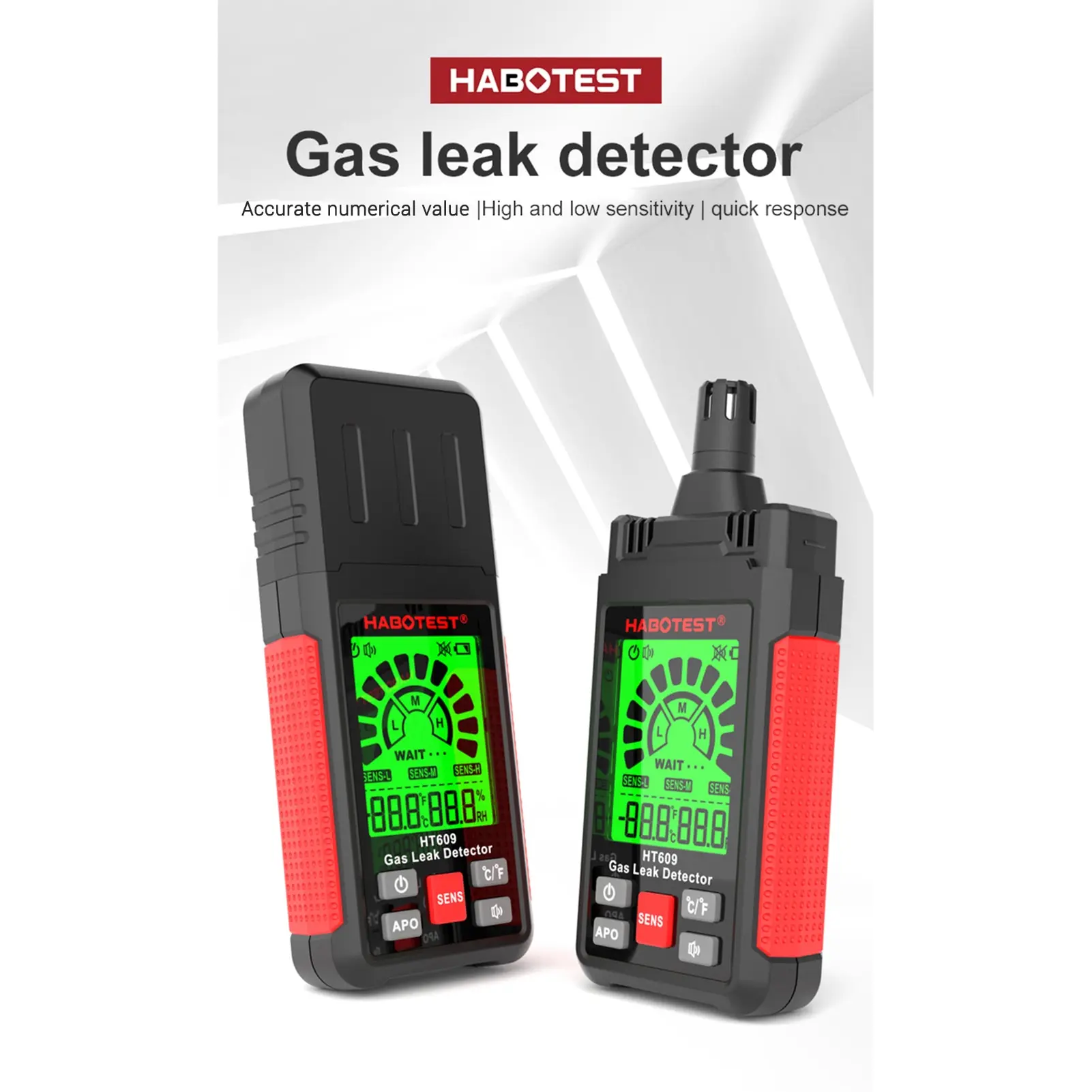 HABOTEST HT609/HT60 Gas Leak Detector Combustible Gas Detector Ambient Temperature Humidity Methane Gas Hydrogen Detector