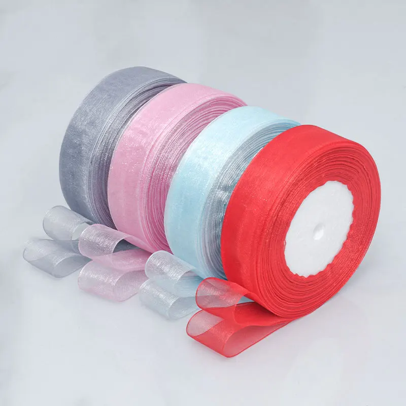 100 Yards Organza-Band für Blumensträuße, Geschenkverpackungen, Kleidungszubehör, DIY-Bastelarbeiten, Hochzeits- und Partydekorationen, Bänder, Nähzubehör – Detail 2