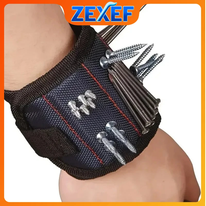 ZEXEF Strong Magnetic Wristband Portable Tool Bag Electrician Adjustable Wrist Belt Screws Small Metal Nails Bolts