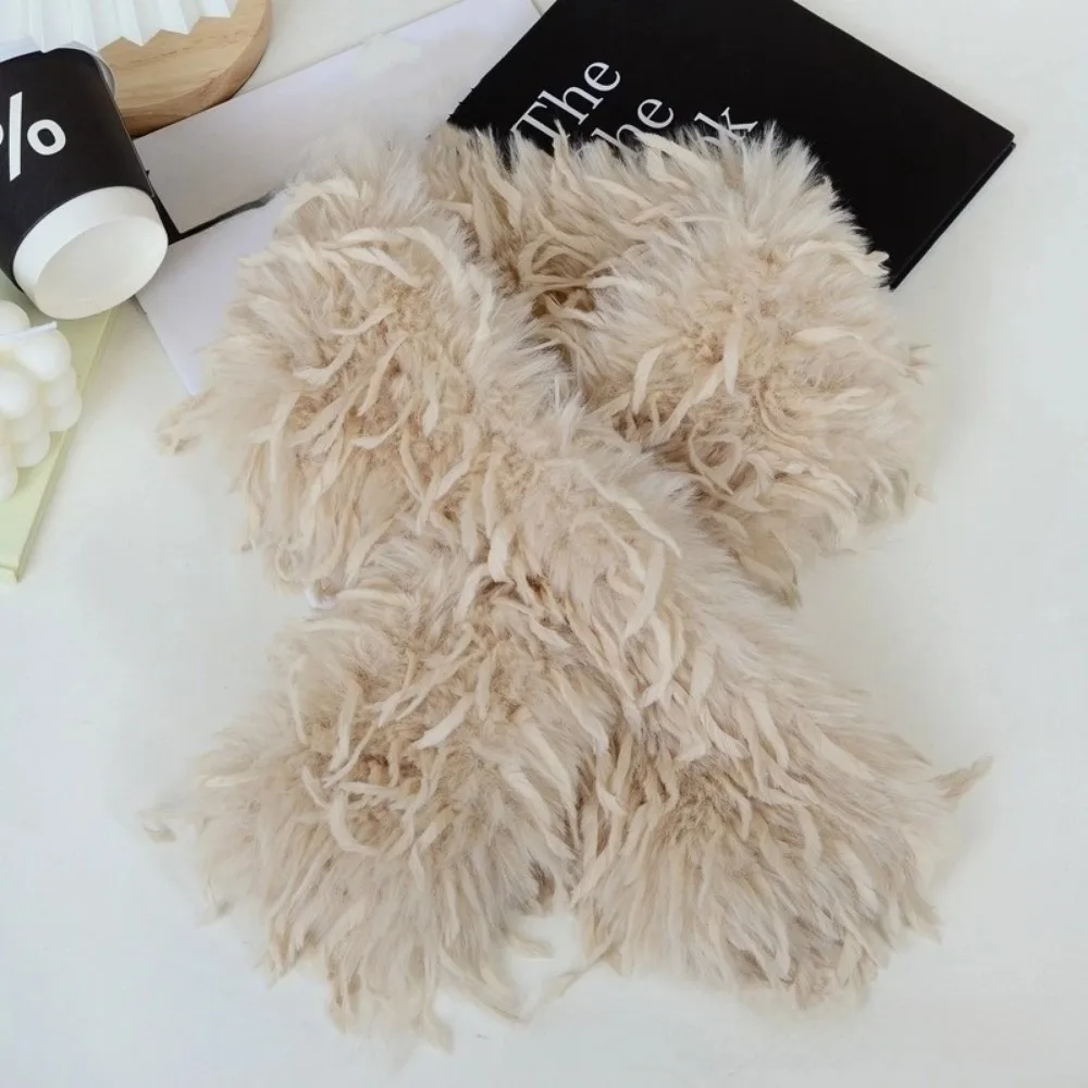 

Autumn Winter Soft Plush Fluffy Fur Scarf Warm Thicken Cross Neckerchief Cold Resistant Collar Scarves Neck Warmers