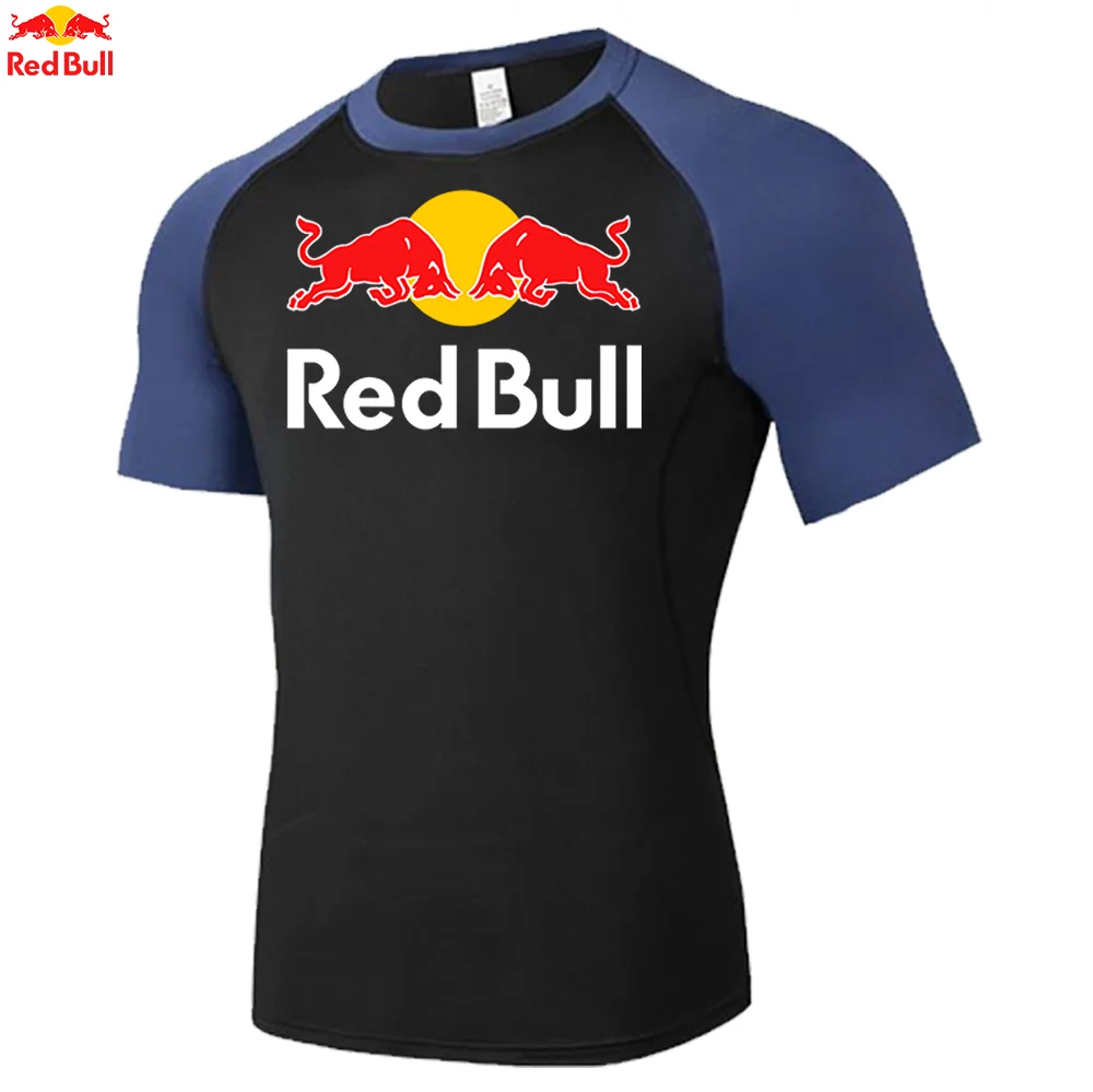 ريد بول حماية الشمس الرياضة الثانية الجلد تشغيل تي شيرت الرجال اللياقة البدنية Rashgarda MMA ضغط قميص تجريب الملابس رجالي #2