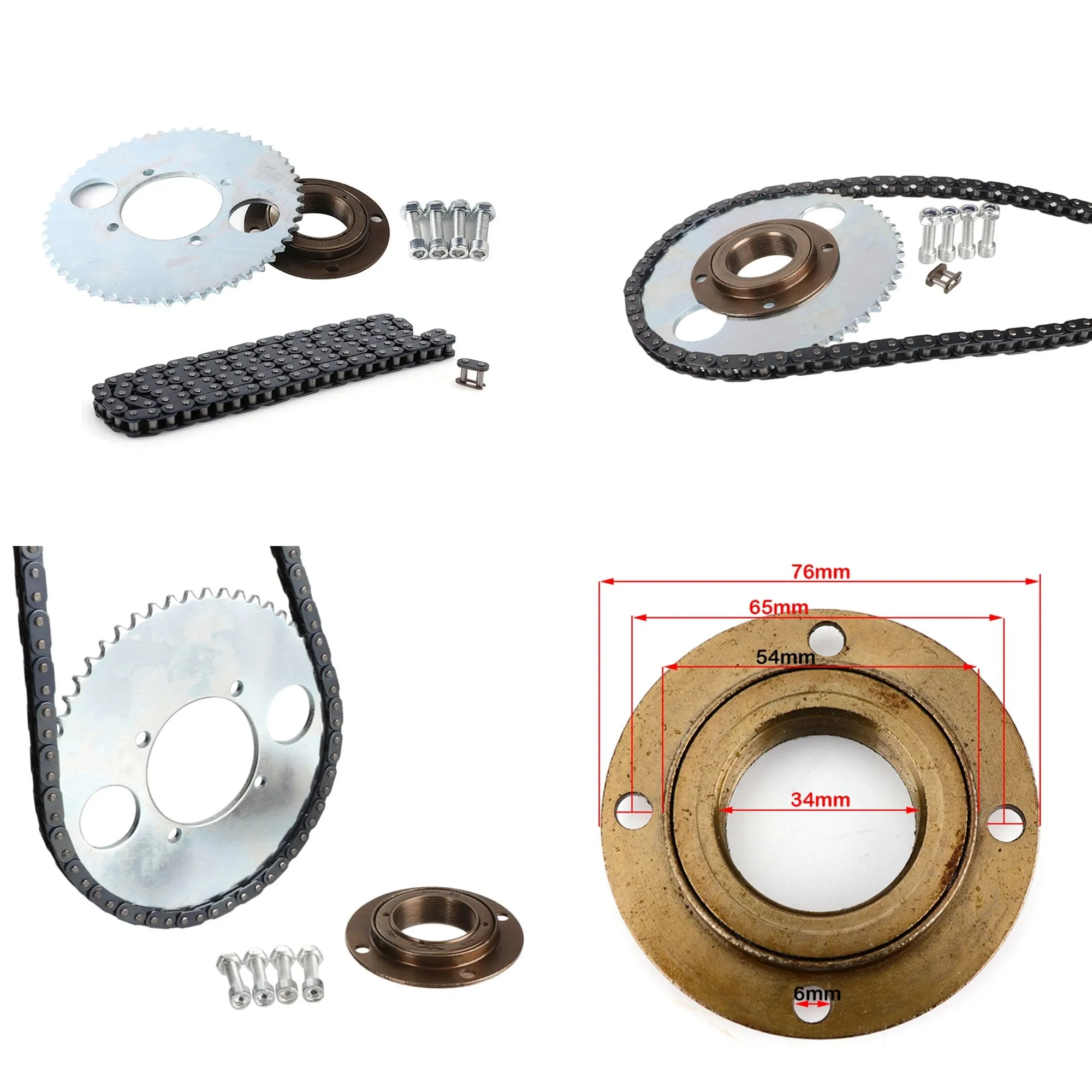 Electric Scooter Rear Wheel T8F 54T 54MM 4 Bolt Sprocket Chain Drive Gear Freewheel Adapter for Bicycle Pocket Pit Dirt Bike
