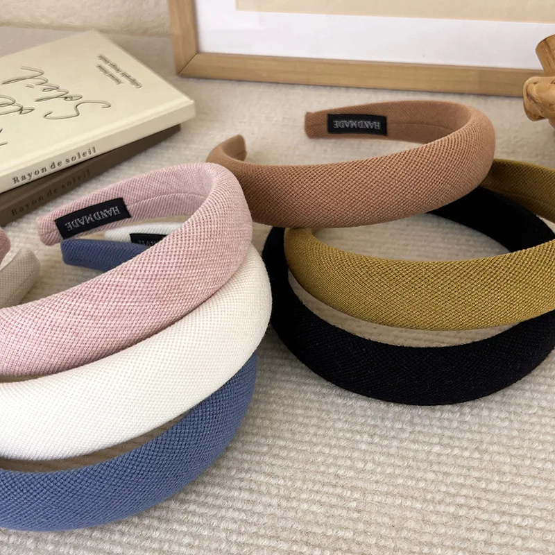 

Autumn New Woolen Plaid Thick Sponge Headband Solid Color Wide Hair Hoop Woman Girl Face Wash Hair Band Fashion Hair Accessories