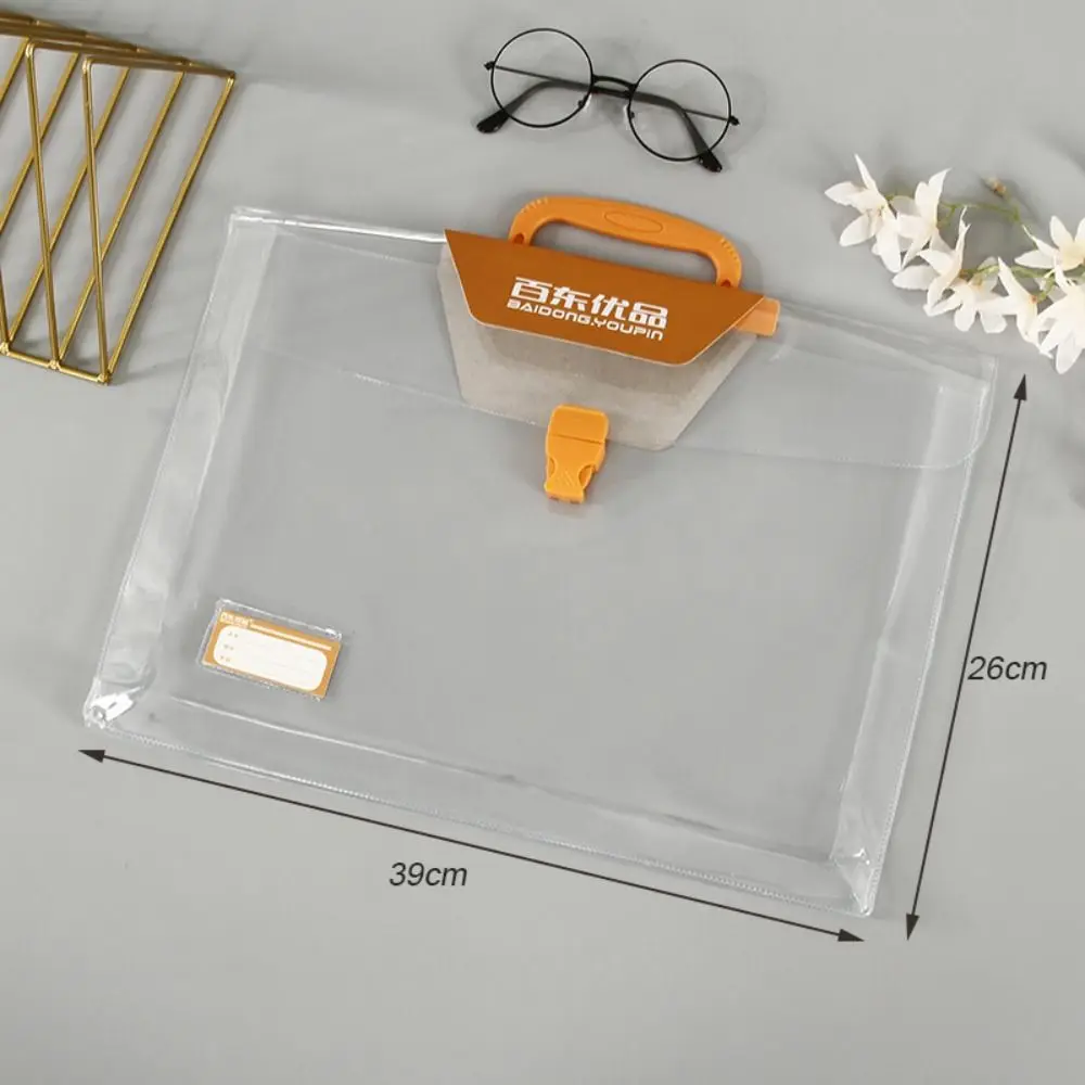 Durable PVC File Folder Large Capacity Waterproof Hand-held Document Bag Translucent School Supplies Office Briefcase