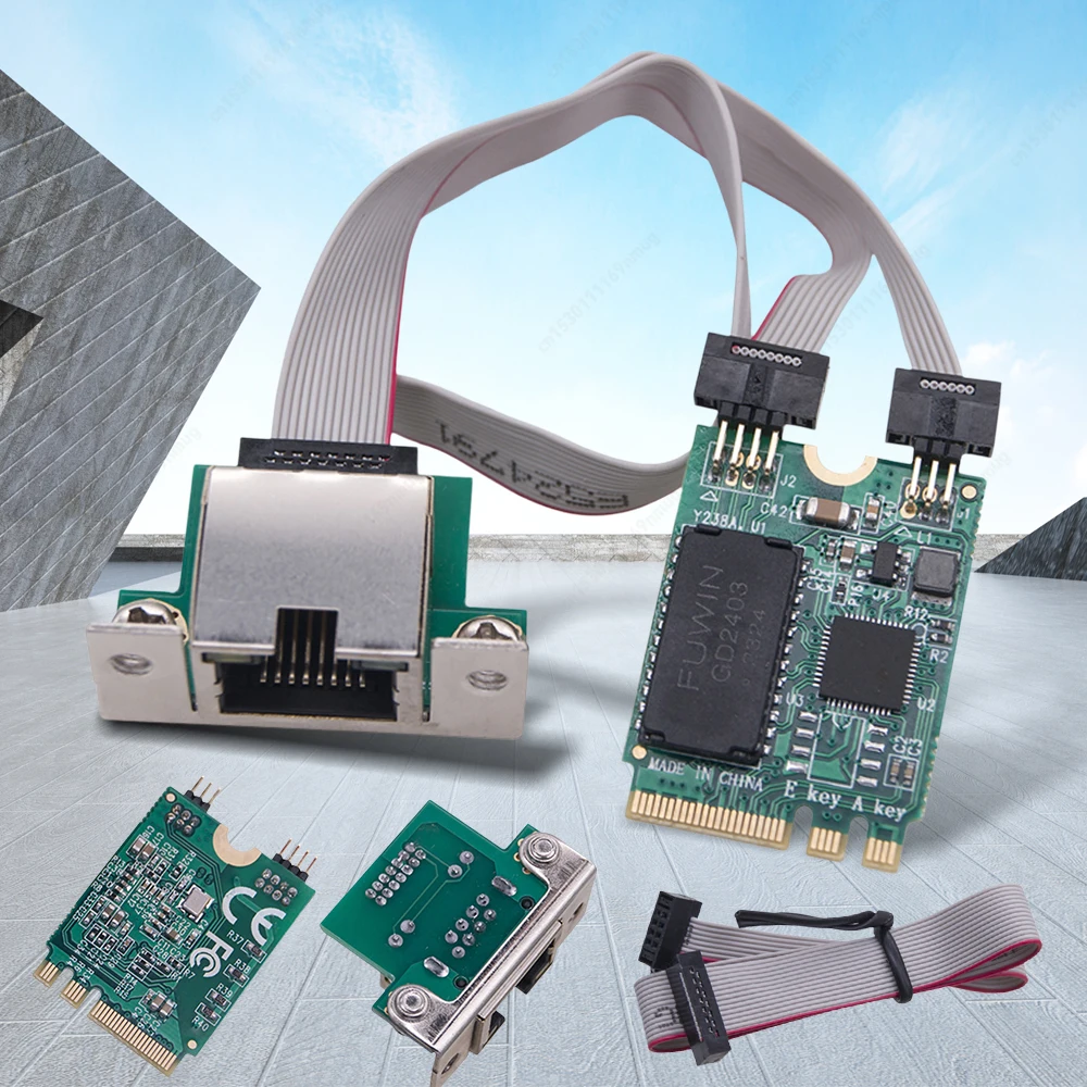 M.2 Gigabit Ethernet Network Card 2.5G/1000/100Mbps M2 RJ45 Lan Adapter RTL8125BG Chip Network Adapter Mini PCIE