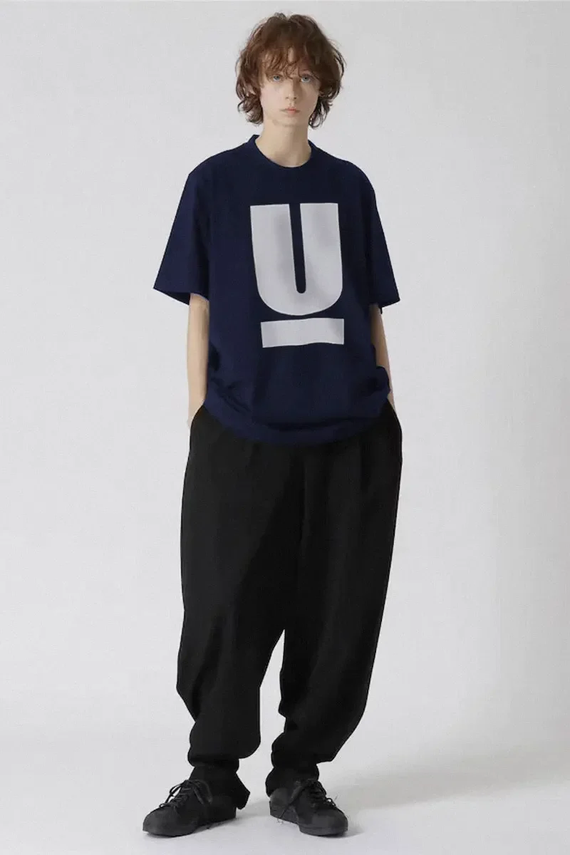 

Fashionable Simple Letter Logo Big U Small U Men And Women Retro 2024 Summer New Short Sleeved T-Shirt Parent-Child Travel Top