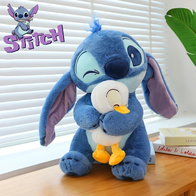 Kawaii Stitch Plush Doll Toys Stitch Hug Donald Duck Cartoon Soft Stuffed Dolls Pillow Appease Toys Birthday Gift for Boys Girls