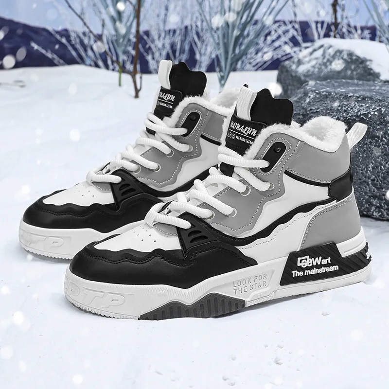 

Winter Men's Boots Comfortable Keep Warm Mens Shoes Plush Thickened Cotton Shoes Lace Up Men Sneaker 2025 New Zapatillas Hombre