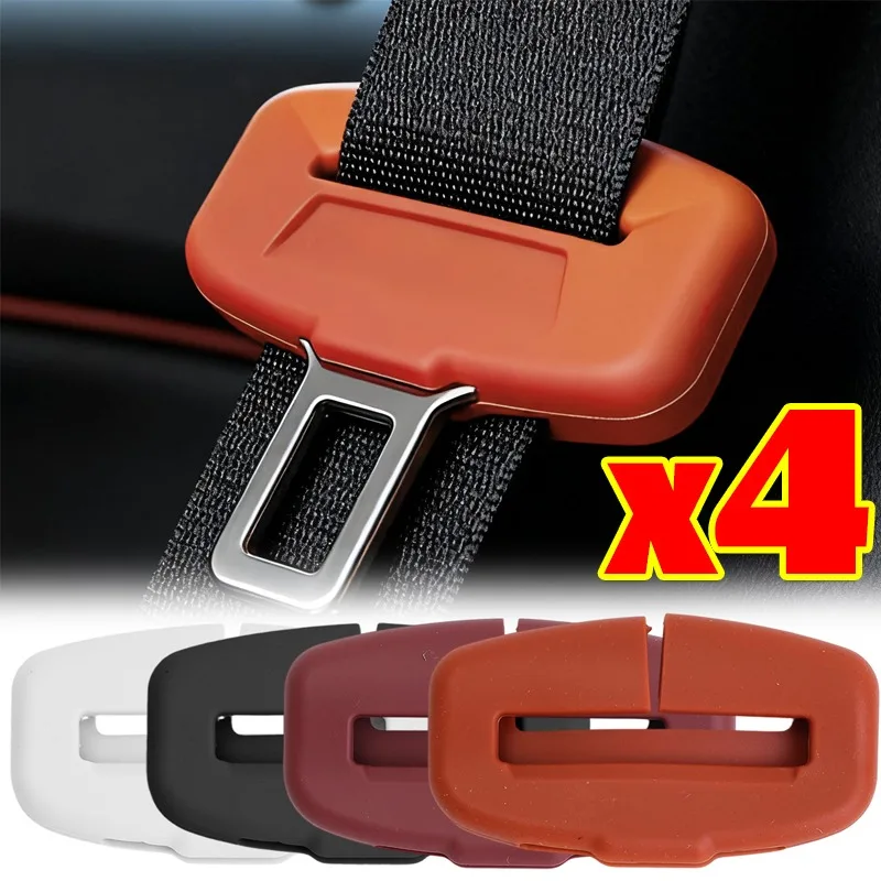 Auto Safety Belt Buckle Cover Silicone Clip Receiver Protector Anti Knock Holder Soft Rubber Casing Car Interior Accessory Beige