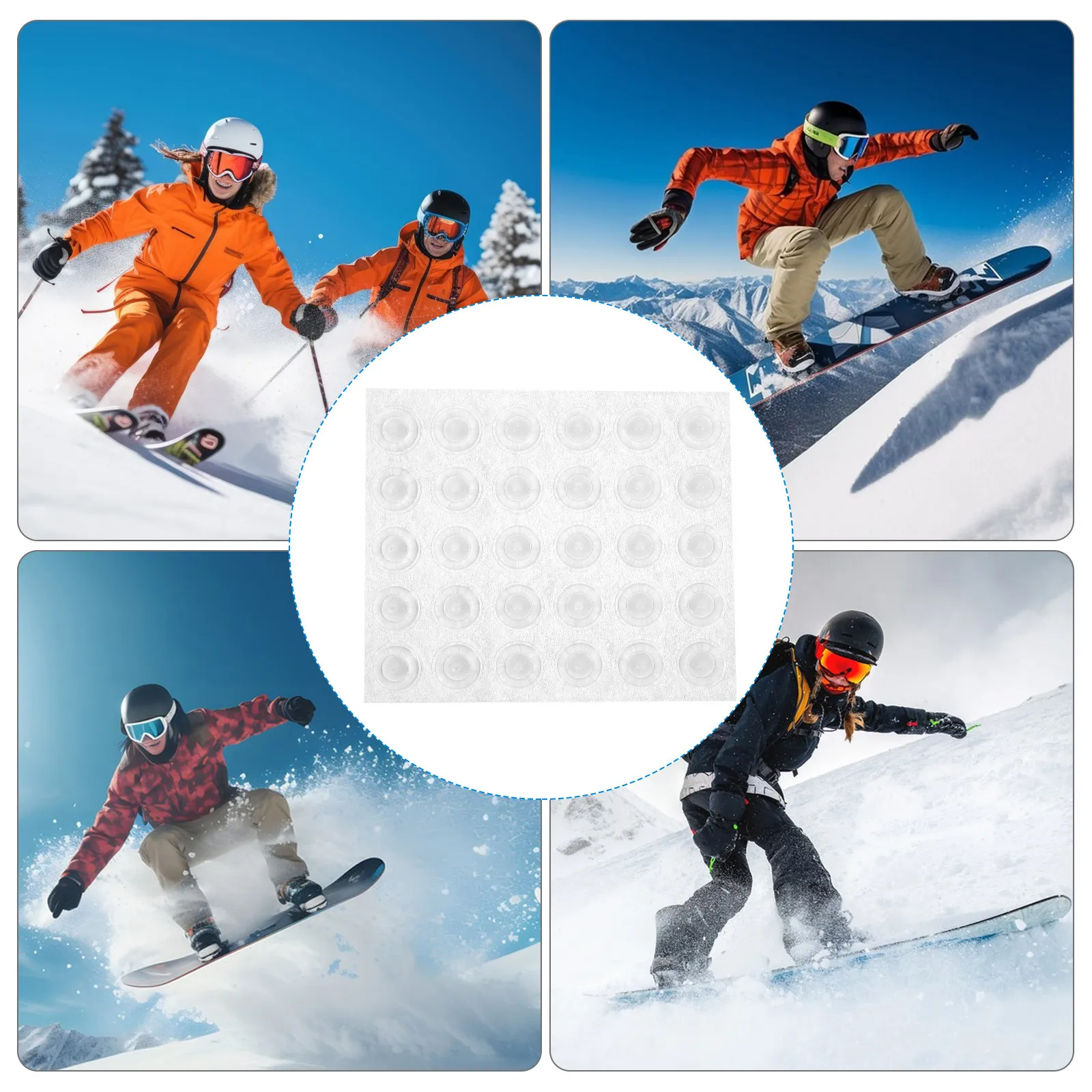 

30pcs Ski Board Anti-Slip Sticker Durable Strong Adhesive Snowboard Step Pad For Single Foot Skiing Outdoor Sports Grip Cushion