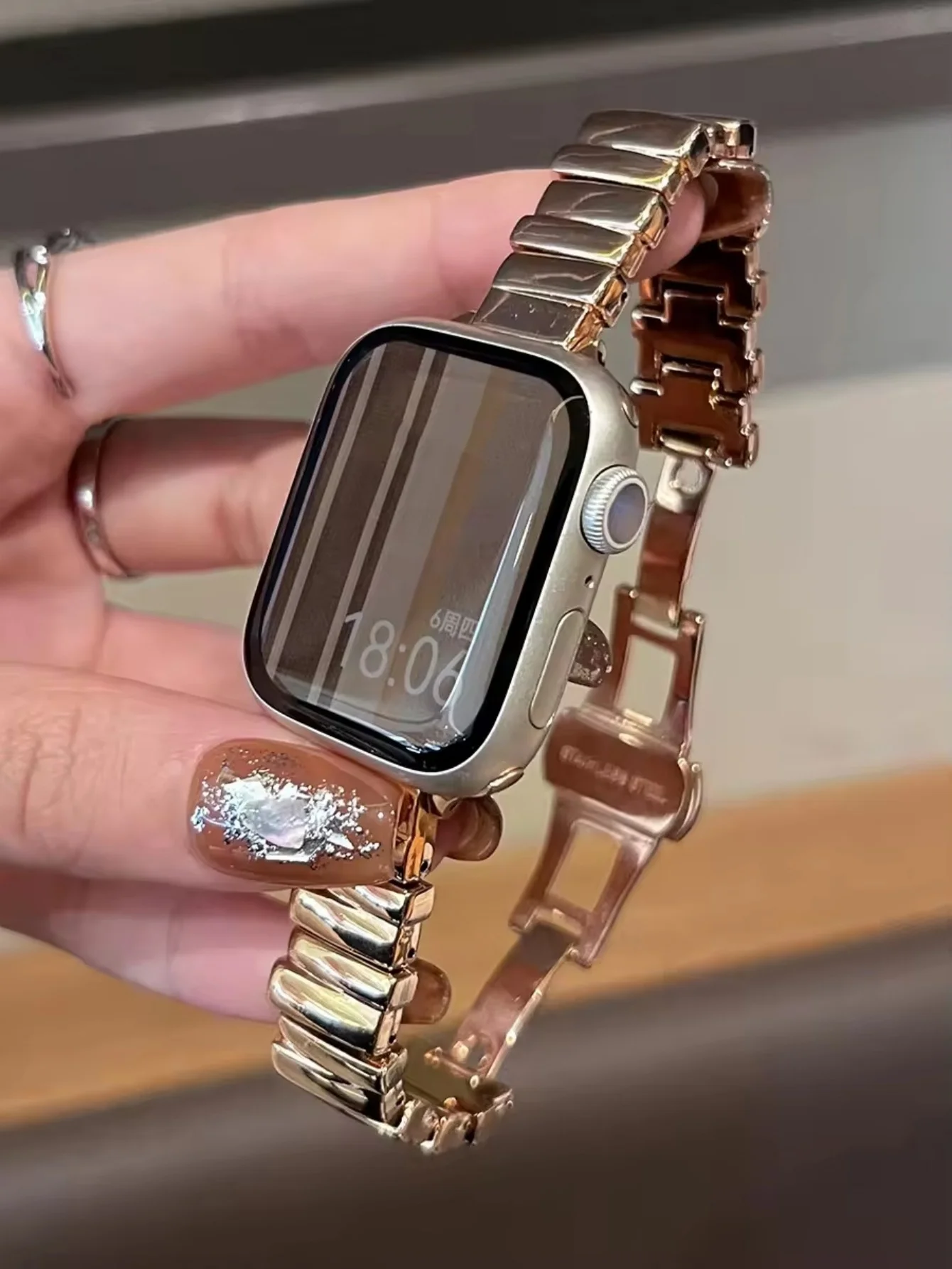 رقيقة عدم انتظام حزام معدني ل سوار ساعة يد آبل 45 مللي متر 44 49 38 40 42 41 مللي متر النساء سوار المعصم لسلسلة iWatch 9 8 7 6 SE 5