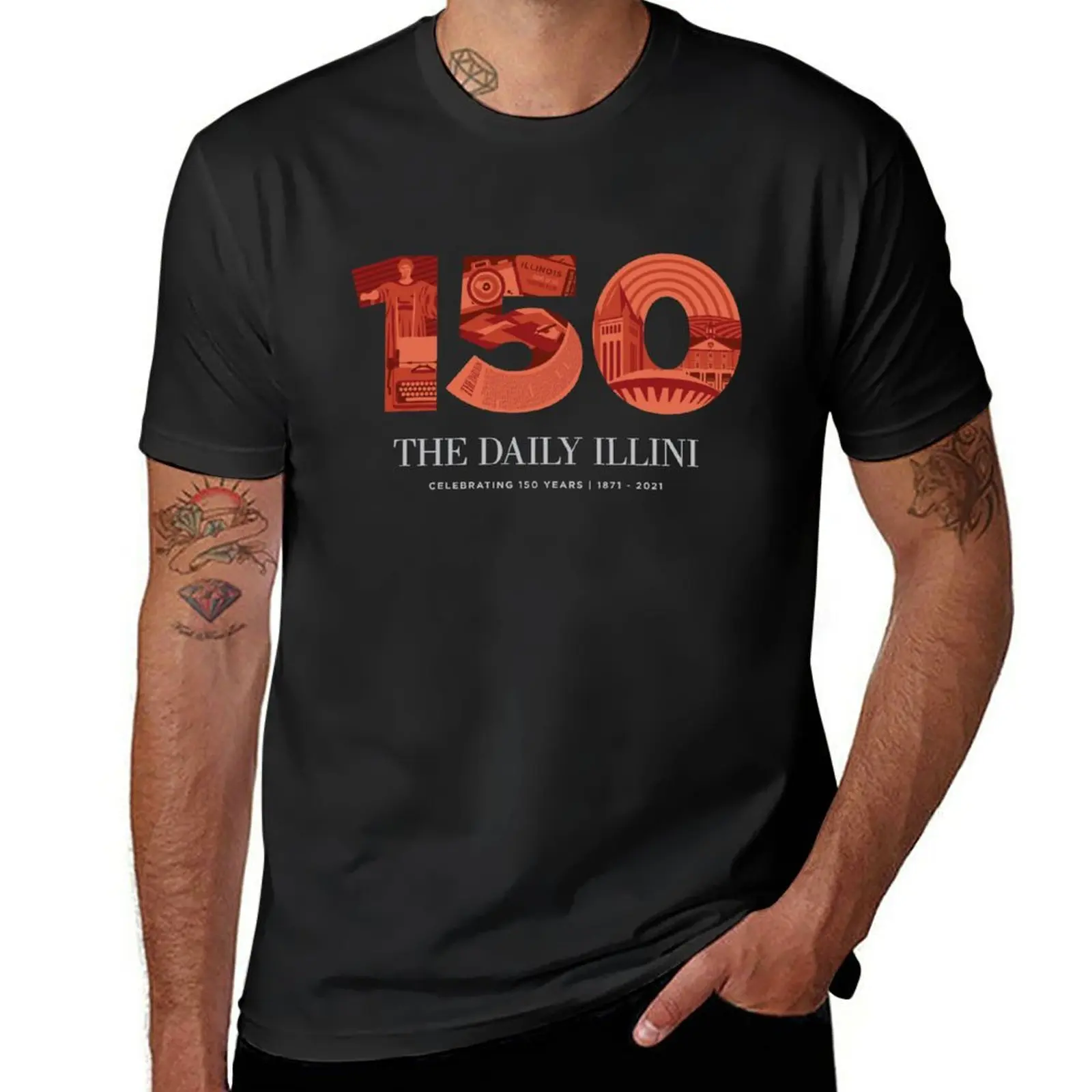 New The Daily Illini - 150th Special T-Shirt sweat shirts T-shirt short summer clothes black t shirts for men